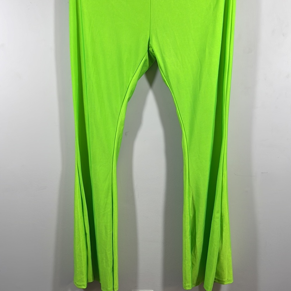 Neon Lime Wide Leg Pants & Crop Top Set - Picture 4 of 9